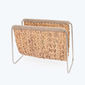 Woven Water Hyacinth Magazine Rack With Metal Frame Wholesale
