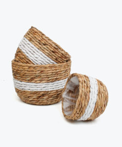 Natural woven water hyacinth twists indoor planters pots Vietnam manufacturer & wholesaler
