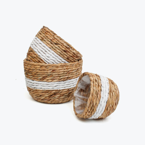 Natural woven water hyacinth twists indoor planters pots Vietnam manufacturer & wholesaler