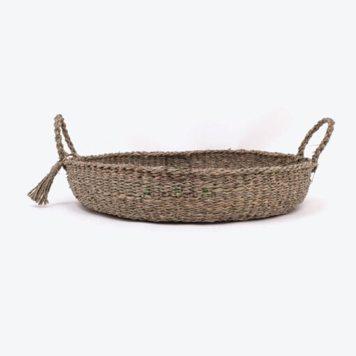 Wholesale Flat Round Basket Tray Made Of Seagrass SG 06 03 017 01