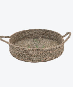 Wholesale Flat Round Basket Tray Made Of Seagrass SG 06 03 017 01