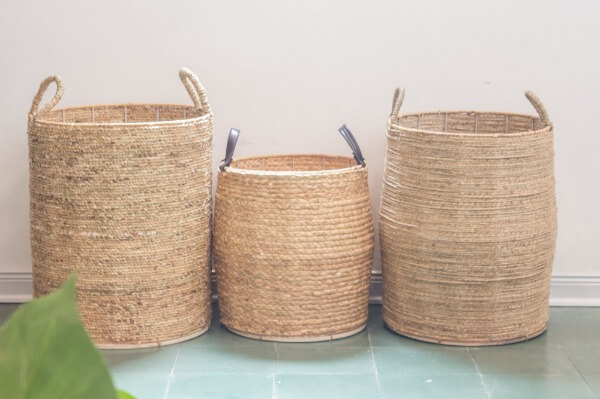 Nesting Palm Leaf Natural Storage Basket