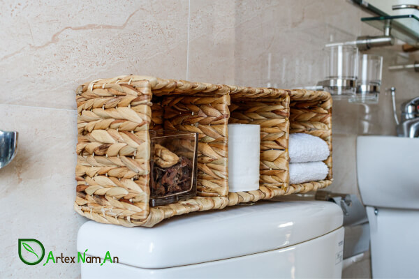 The sunlight not only dries natural fibres, but also kills mold on baskets