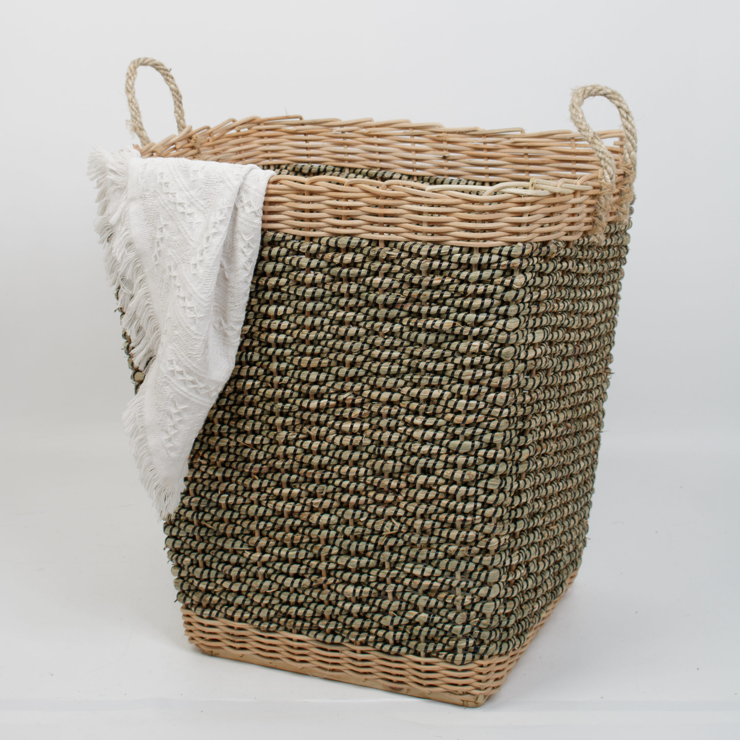 woven seagrass laundry basket with handles from only $14.58