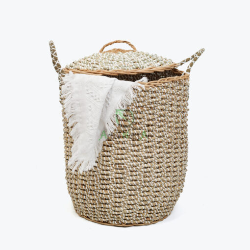 Large Seagrass Storage Laundry Basket With Lid SG0100018701