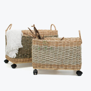 Seagrass Log Storage Basket With Wheels SG0100022001