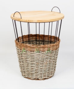 Seagrass Storage Basket Table Wooden Lid SG0100011601LG