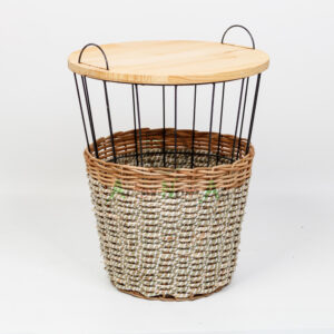 Seagrass Storage Basket Table Wooden Lid SG0100011601LG