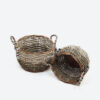 SET of 2 Bi-color Seagrass Planter With Handles With Plastic Lining