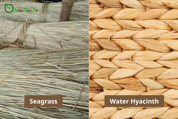 Seagrass has light brown color while Water Hyacinth gets warm honey yellow.