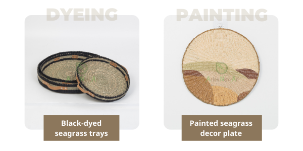 Seagrass needs to be either dyed or painted if you want add colors on seagrass decor handicraft products.