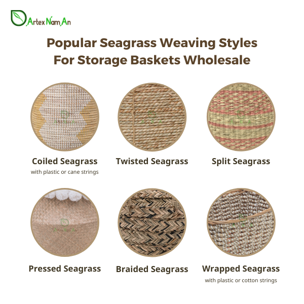 6 seagrass weaving styles for wholesale seagrass baskets made in Vietnam