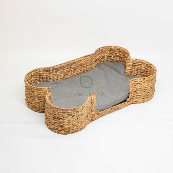 Rice nut weave water hyacinth pet bed with mattress
