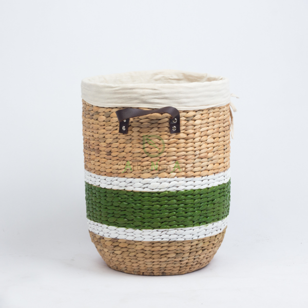 Rice nut weave water hyacinth hamper for laundry