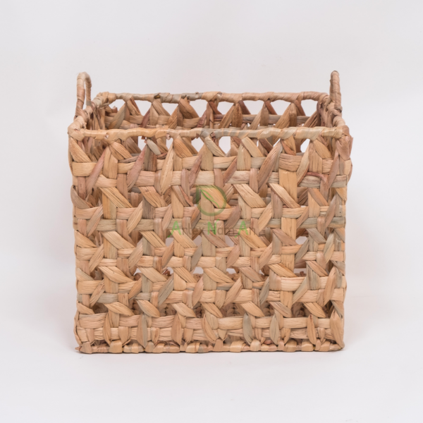 Open hexagon weave water hyacinth storage cube