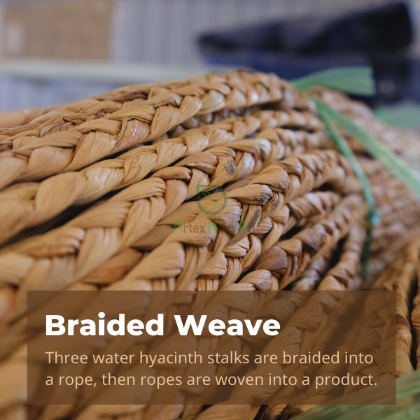 Braided weave of water hyacinth basket