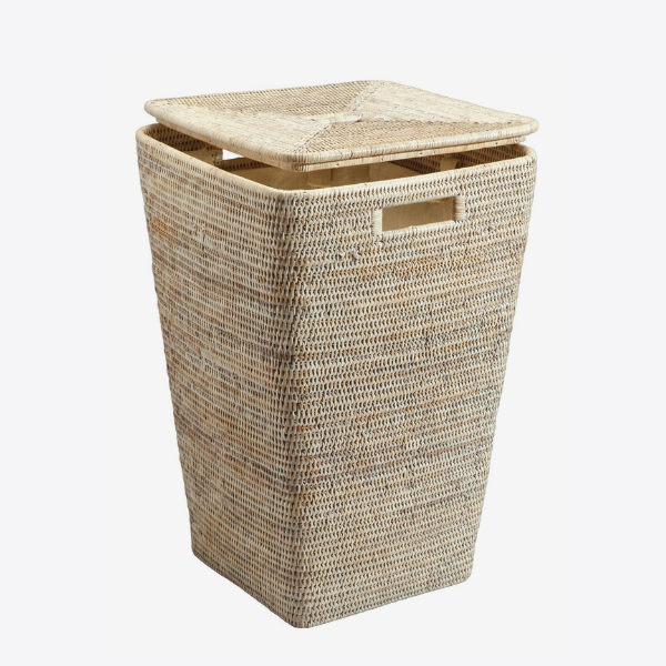 Coiled rattan tapered laundry hamper wholesale
