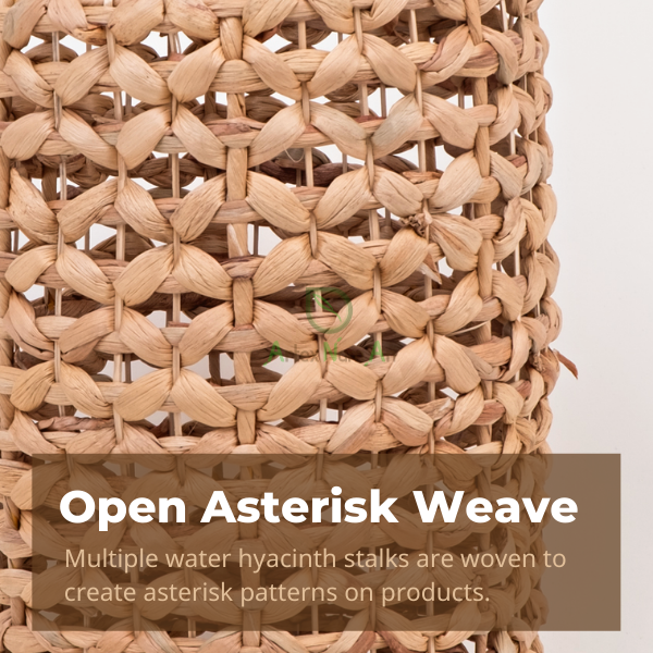 Open asterisk weave of water hyacinth basket