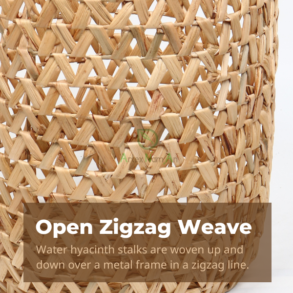 Open Zigzag weave of water hyacinth basket