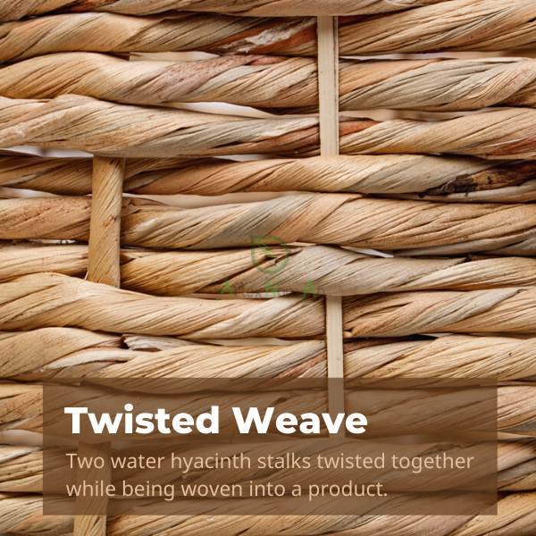 Twisted weave of water hyacinth basket