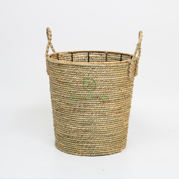 Twisted seagrass basket also small laundry hamper 