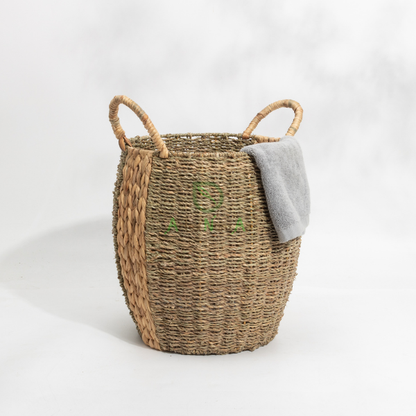 Twisted seagrass basket also wicker laundry hamper