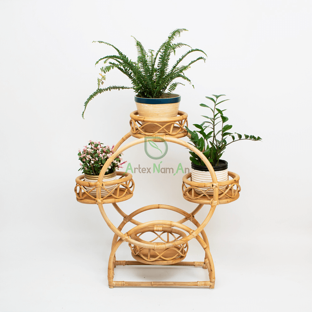 Wicker plant stands indoor made from rattan canes 