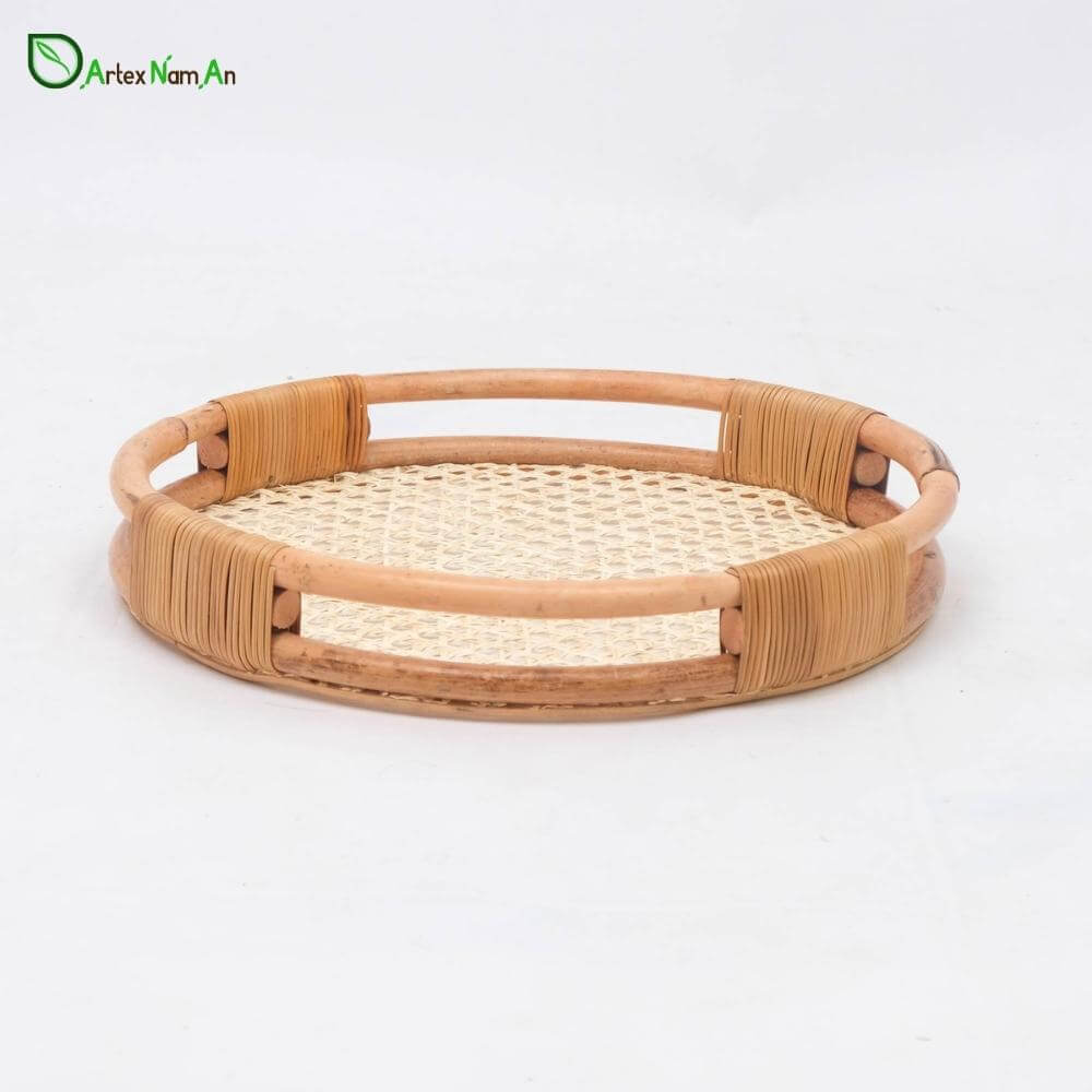 Rattan cane vs Bamboo  - Wholesale rattan hamper trays  with rattan cane handle