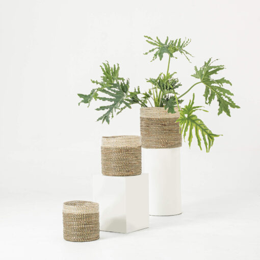 Two-tone Natural Woven Seagrass Wholesale Indoor Planters