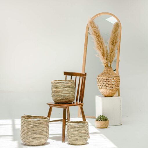 Monochrome Seagrass Wicker Pots For Plants Wholesale