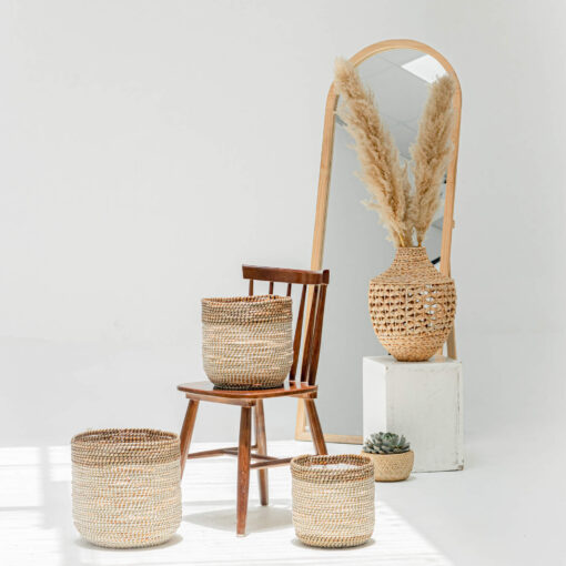 Two-color Seagrass Scandinavian Plant Pots Wholesale