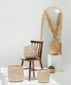 White Seagrass Wicker Scandinavian Plant Pots Wholesale