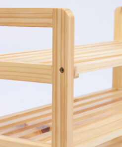 3-Tier Free Standing Pine Shoe Rack with Handles