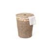 Wholesale Natural Water Hyacinth and Seagrass Mix Lid Laundry Basket with Fabric Liner