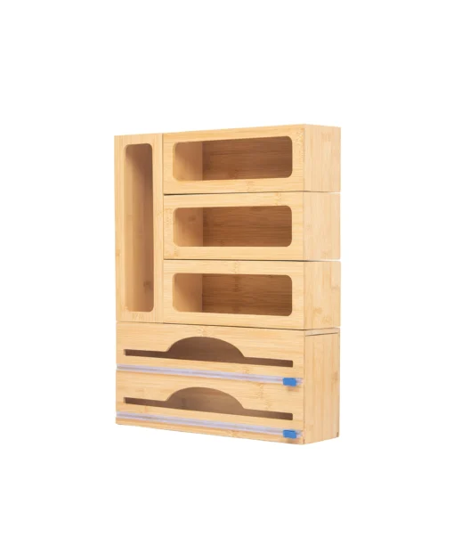 Buy Wholesale Bamboo Foil and Plastic Wrap Organizer for tidy kitchen drawers and food storage bag organization. We welcome bulk orders, OEM/ODM collaborations, and private label projects for retailers, wholesalers, sourcing agents, and HORECA buyers.