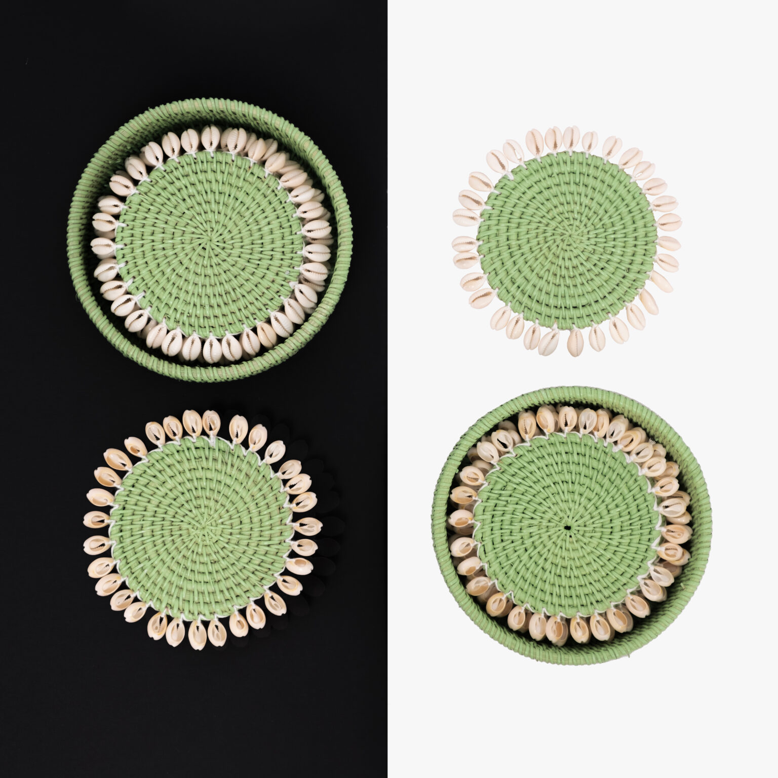 Rattan Cup Coasters With Pearls