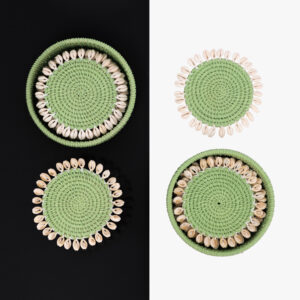 Rattan Cup Coasters With Pearls