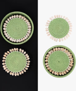 Rattan Cup Coasters With Pearls