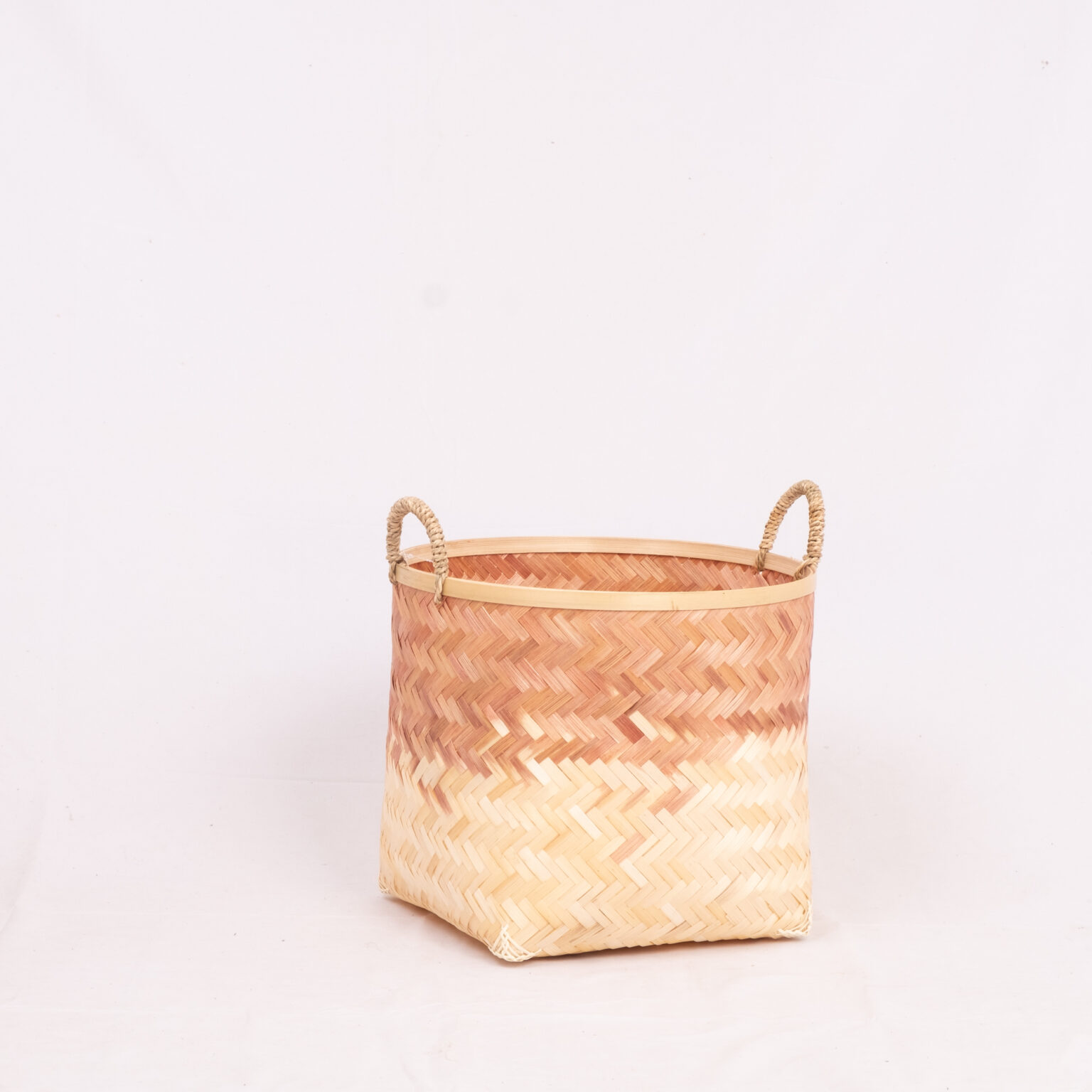 Set 4 Round Brown Soil Ombre Woven Bamboo Basket