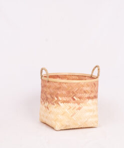 Set 4 Round Brown Soil Ombre Woven Bamboo Basket