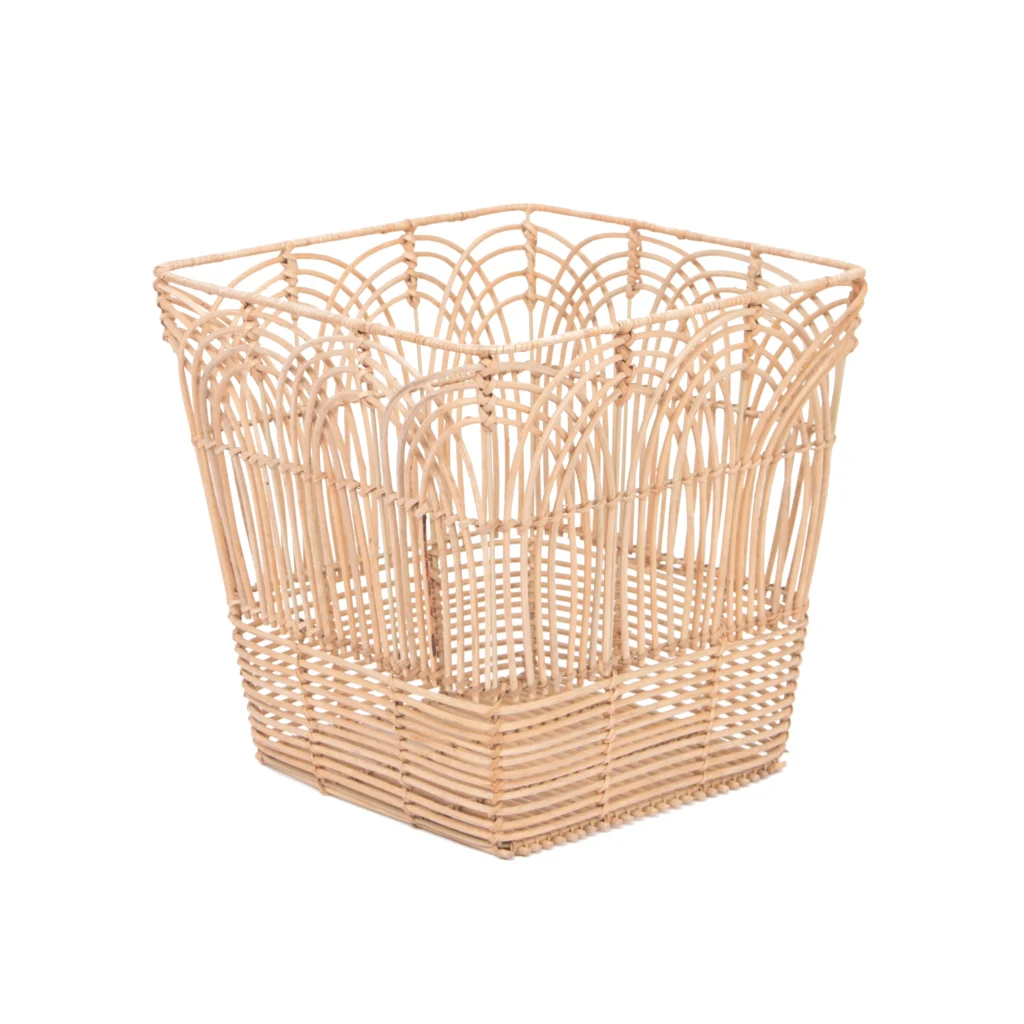 Wholesale Natural Rattan Decorative Storage Basket with Metal Frame