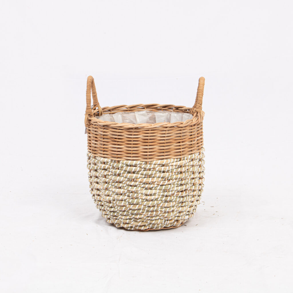 Wholesale Seagrass and Rattan Round Basket with Handles - Artex Nam An