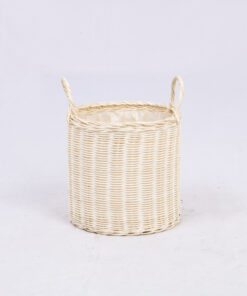 White Rattan 30cm Indoor Plant Pot Wholesale