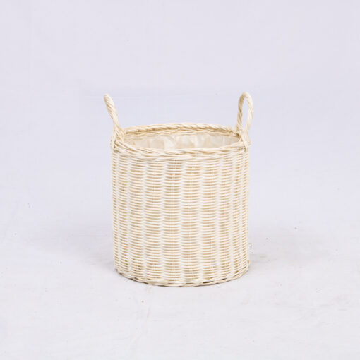 White Rattan 30cm Indoor Plant Pot Wholesale