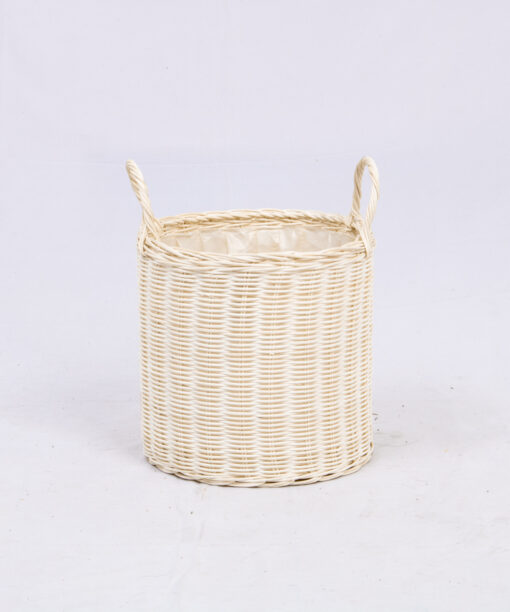 White Rattan 30cm Indoor Plant Pot Wholesale