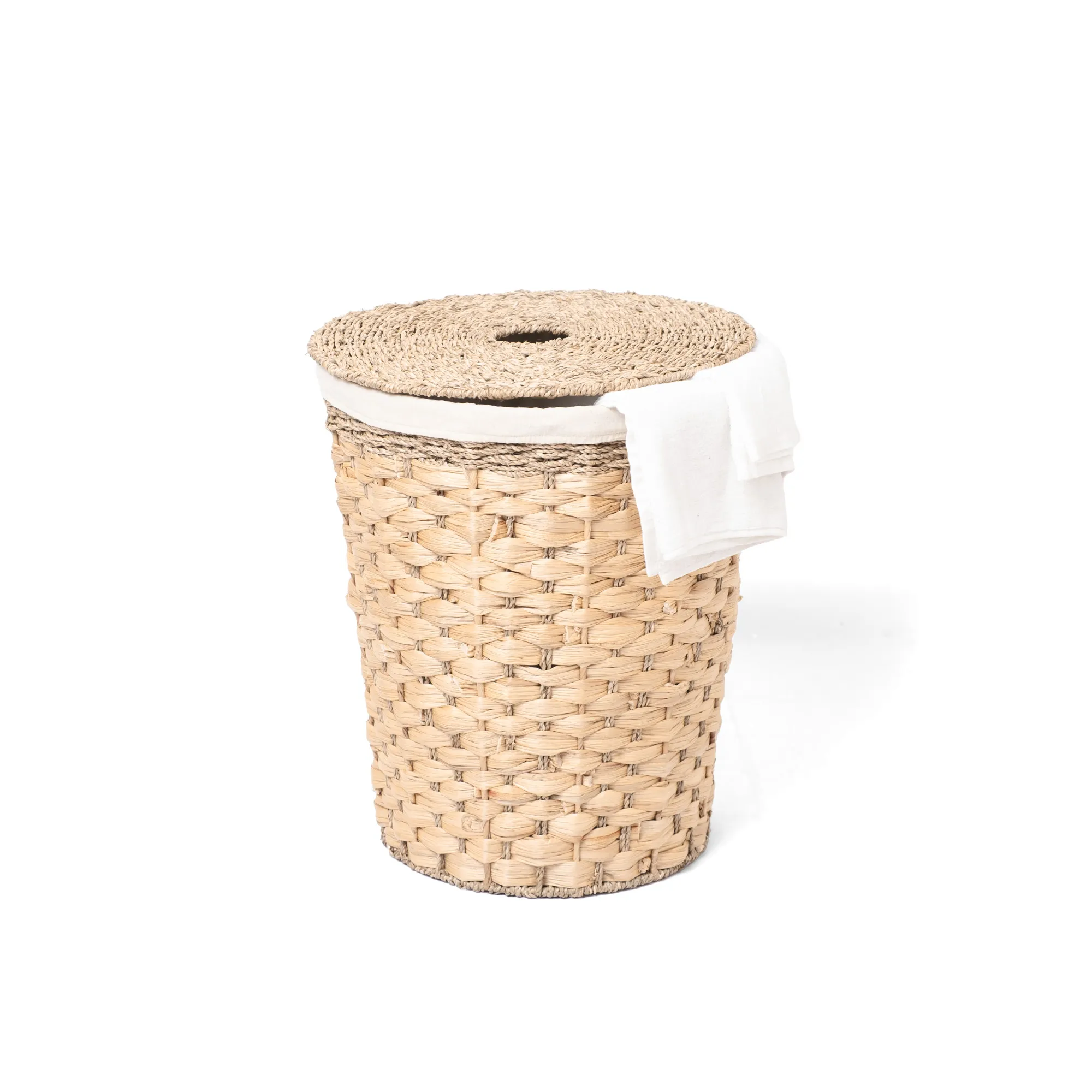Wholesale Natural Water Hyacinth and Seagrass Laundry Basket with Lid and Fabric Liner Wholesale Natural Water Hyacinth and Seagrass Laundry Basket with Lid and Fabric Liner