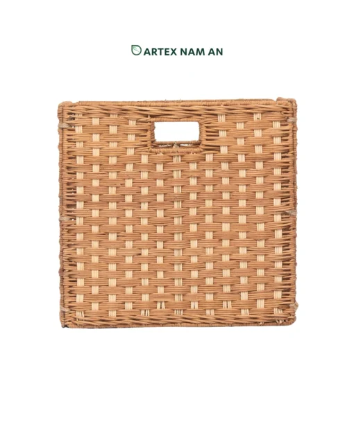 Wholesale Sustainable Rattan Foldable Cube Storage Basket for Ikea Kallax shelves and modern storage organization. Natural, space saving design with low MOQ for retailers, wholesalers, sourcing agents and HORECA buyers. OEM/ODM and private label available.