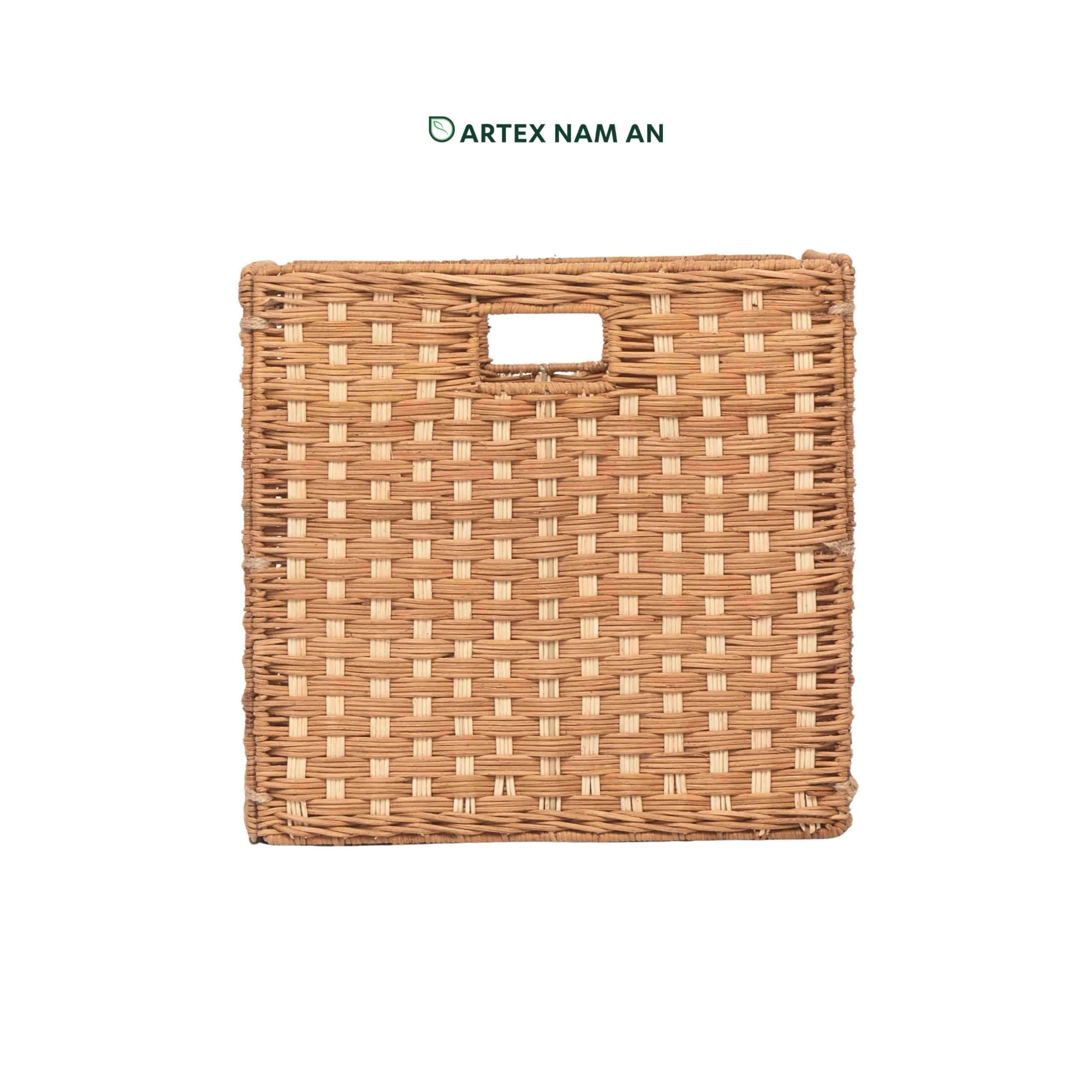 Wholesale Sustainable Rattan Foldable Cube Storage Basket for Ikea Kallax shelves and modern storage organization. Natural, space saving design with low MOQ for retailers, wholesalers, sourcing agents and HORECA buyers. OEM/ODM and private label available.