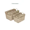 Whole Sale Set of 3 Seagrass with Palm leaf Storage basket with decorative details, ideal for laundry, toy storage and home organization in farmhouse, contemporary and bohemian interiors. We welcome bulk orders, OEM/ODM collaborations and private label projects for retailers, wholesalers, sourcing agents and HORECA buyers.