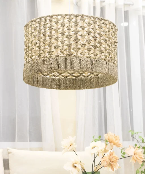 Whole Sale Seagrass with Palm leaf Pendant Lampshade for cottage farmhouse and modern interiors, ideal for home, wedding and hospitality lighting. We welcome bulk orders, OEM/ODM collaborations, and private label projects for retailers, wholesalers, sourcing agents, and HORECA buyers.